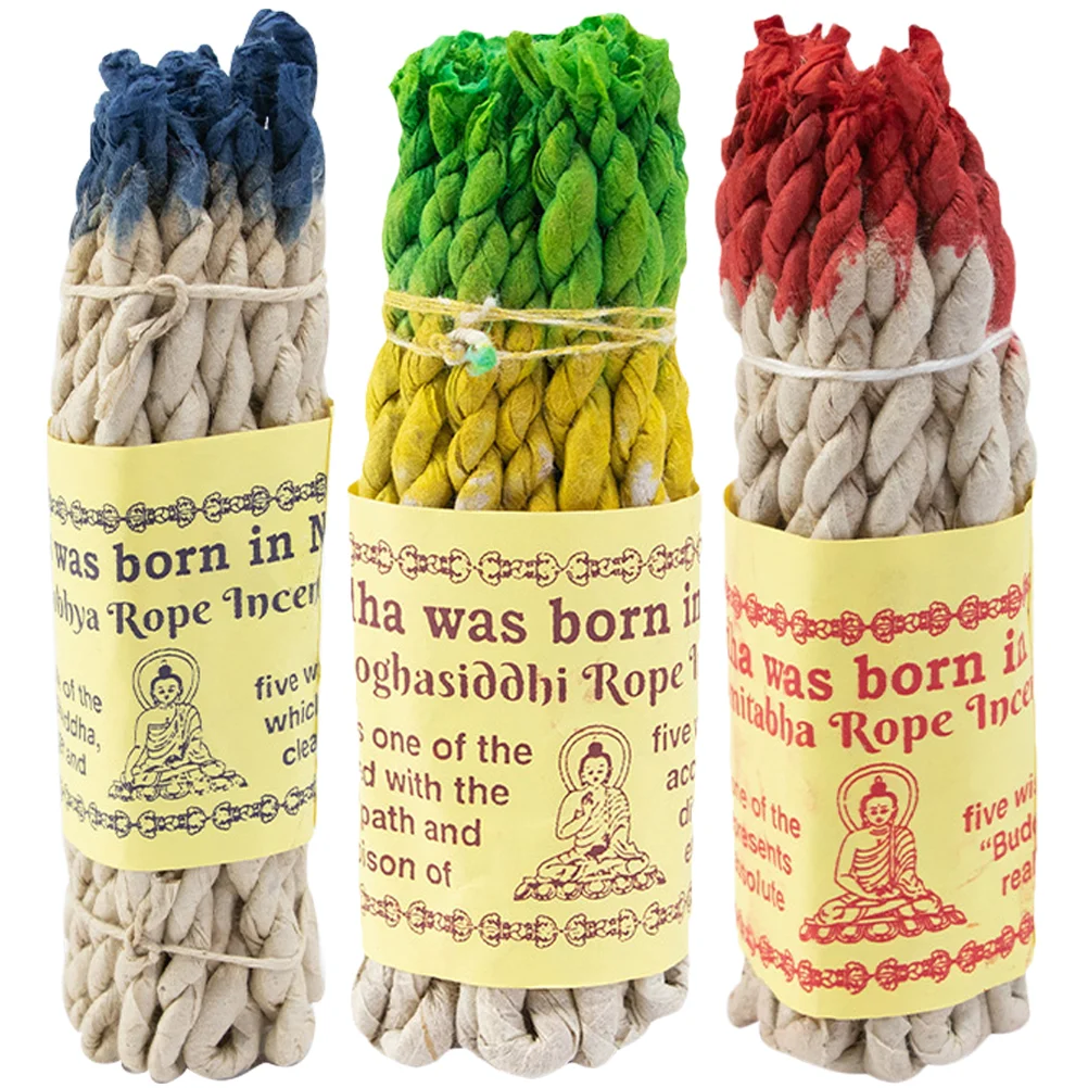 

3 Bags Sandalwood Sticks Meditation Handmade Rope 10x0.6cm Herbal Sage String