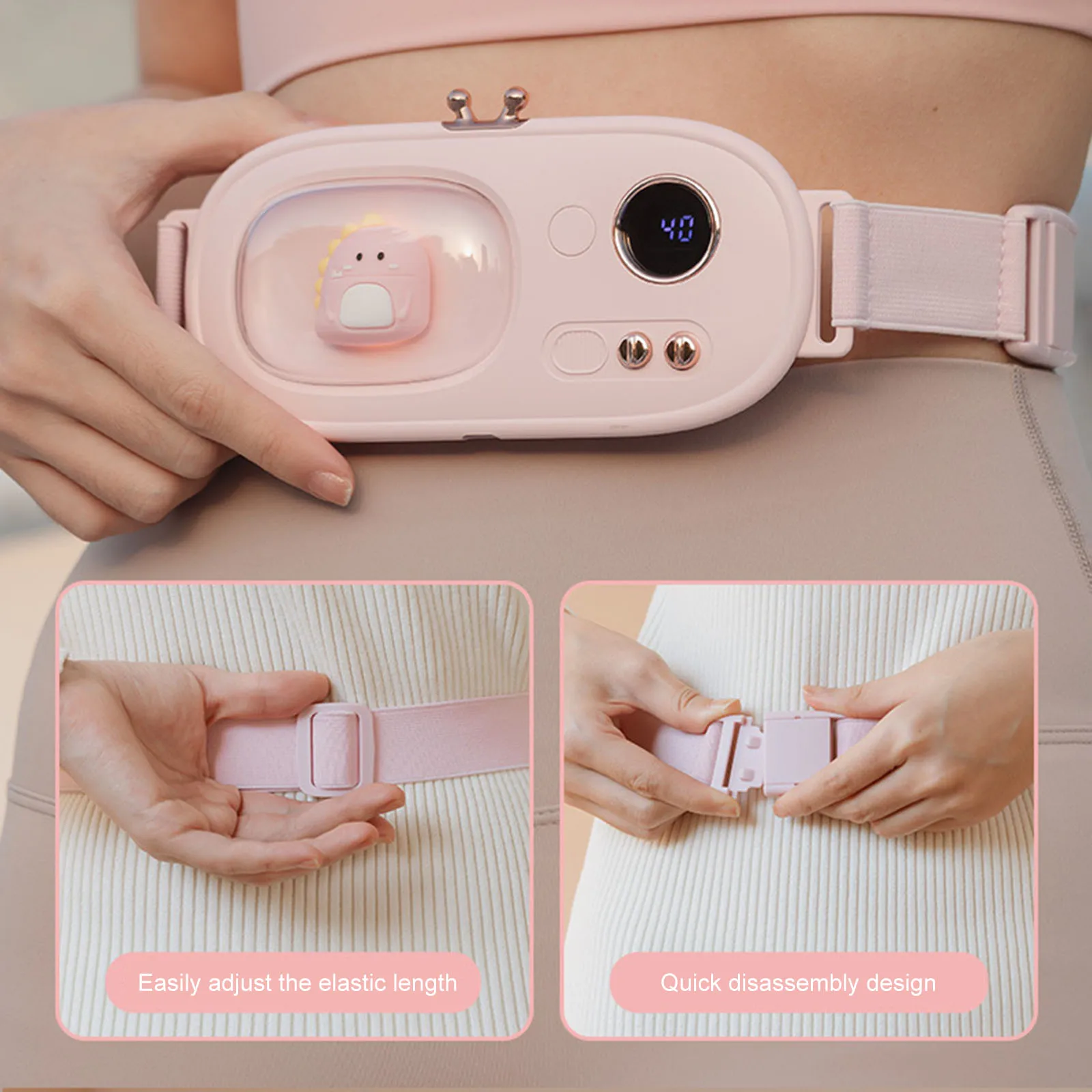 

USB Abdomen Heated Pad Rechargeable Waist Hot Compress Mats Adjustable Dysmenorrhea Relieving Waistband for Home Office