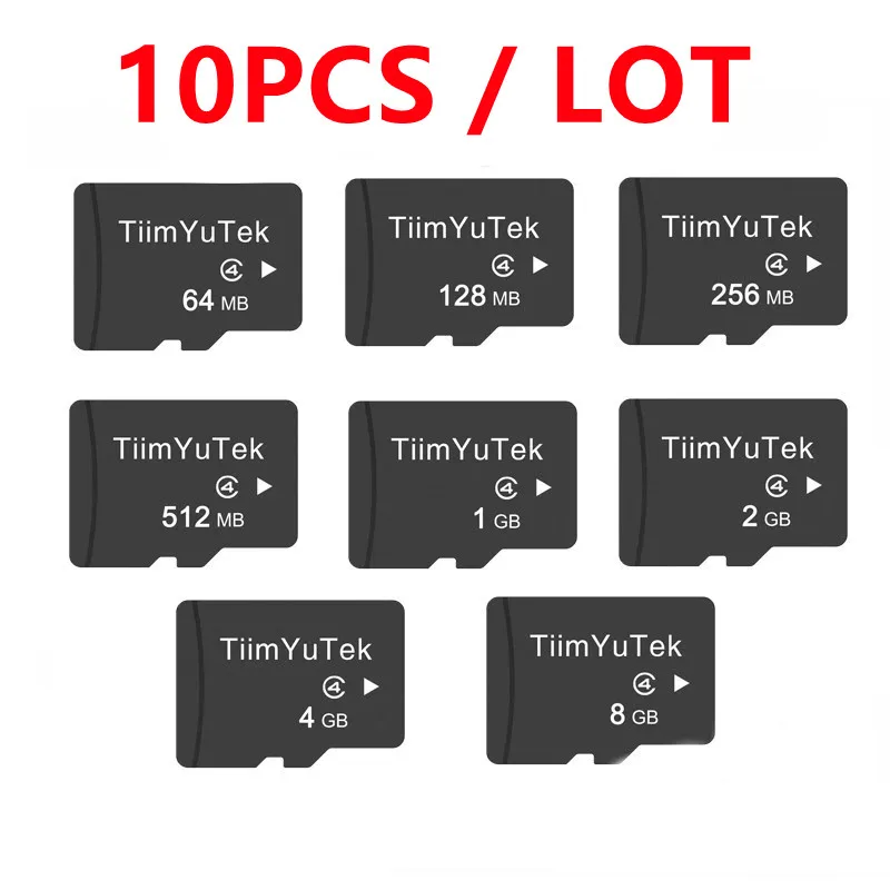 10pcs/lot TF Card 64MB 128MB 256MB 512MB 1GB 2GB 4GB 8GB TF Memory Card Micro Secure Digital TransFlash Card With Free Adapter
