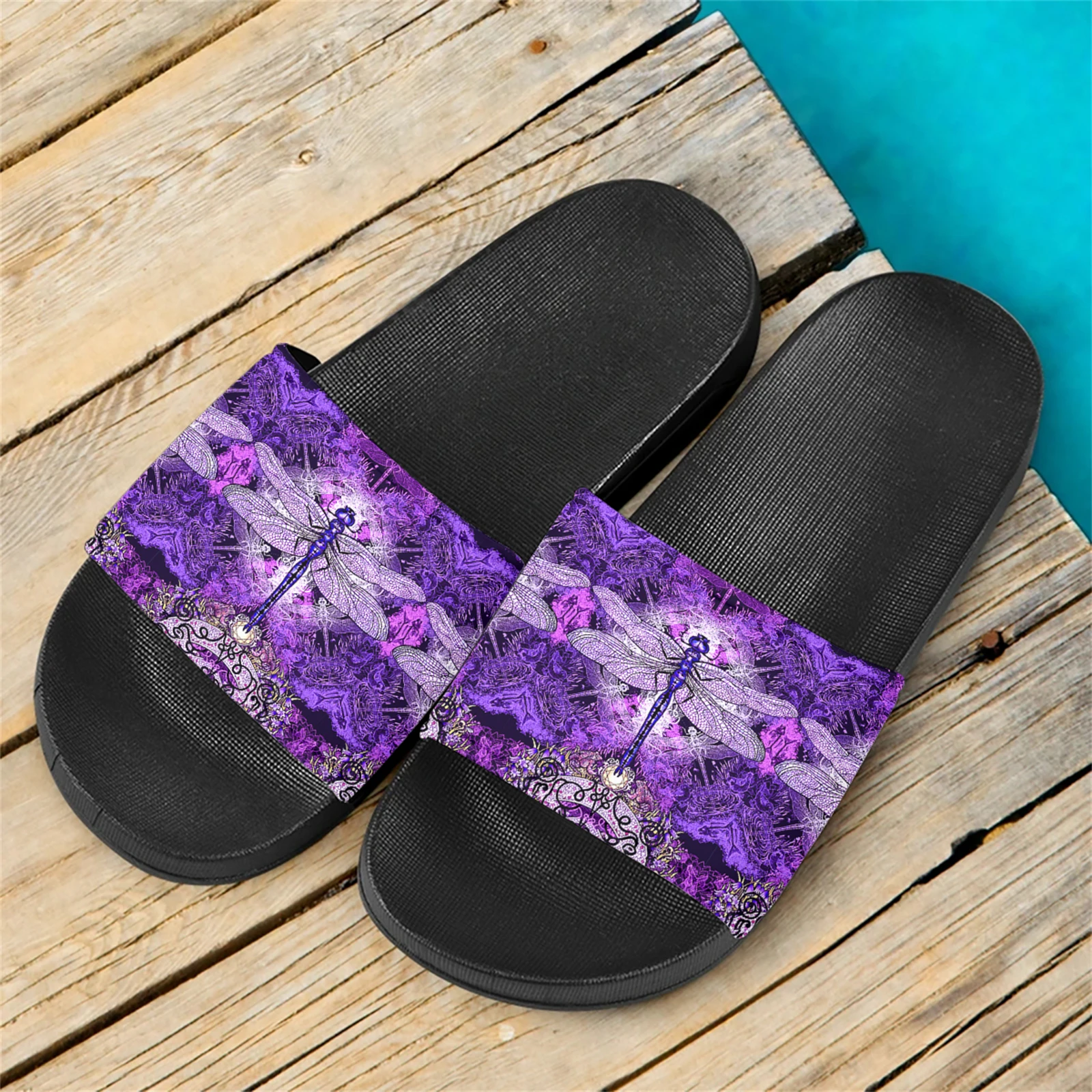 

Сандалии женские в стиле ретро, модные тапочки со стрекозой, индивидуальные Нескользящие, для улицы, дома, гостиницы, бассейна