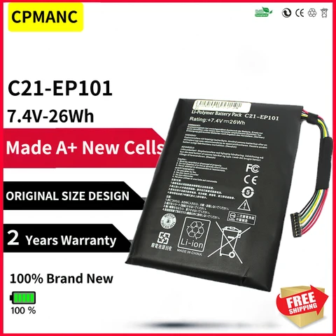 Аккумуляторная батарея CPMANC для планшетов ASUS Eee Pad Transformer TR101 TF101 C21EP101 7,4 v 26Wh