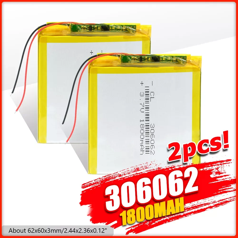 

1/2/4 Pcs/lot 306062 Rechargeable 1800mAh Li Ion Li-polymer Battery Li-po Camera DVD Radio PDA POS Machine Solar Lamp Batteries