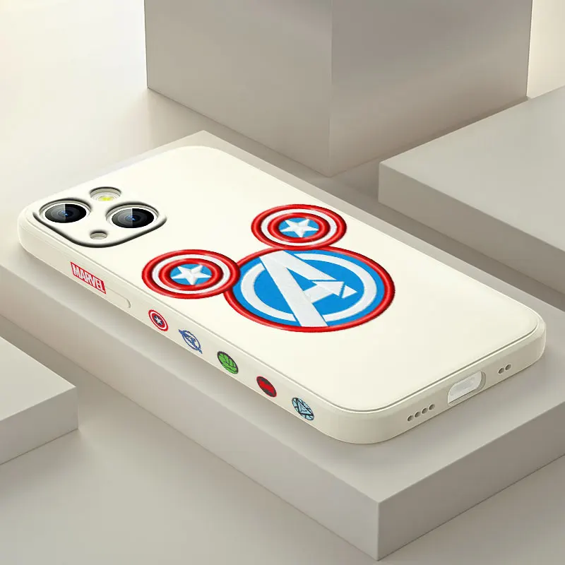 

Marvel Captain America For Apple iPhone 13 12 Mini 11 Pro XS MAX XR X 8 7 6S SE Plus Liquid Left Silicone Soft Cover Phone Case