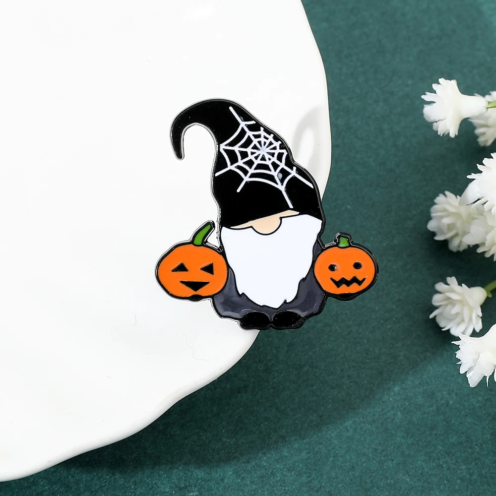 Эмалированная брошь в виде тыквы и призрака для Хэллоуина