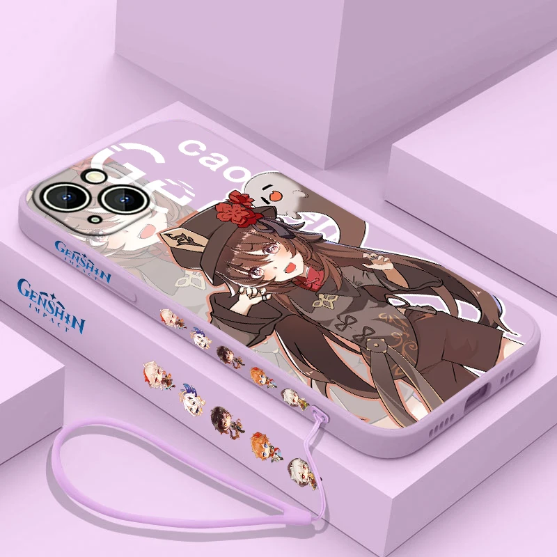 

Genshin Impact Nahida HUTAO Apple iPhone Case For 14 13 12 11 Pro Max Plus XS XR X 8 7 SE 2 3 Liquid Left Rope Color Cover