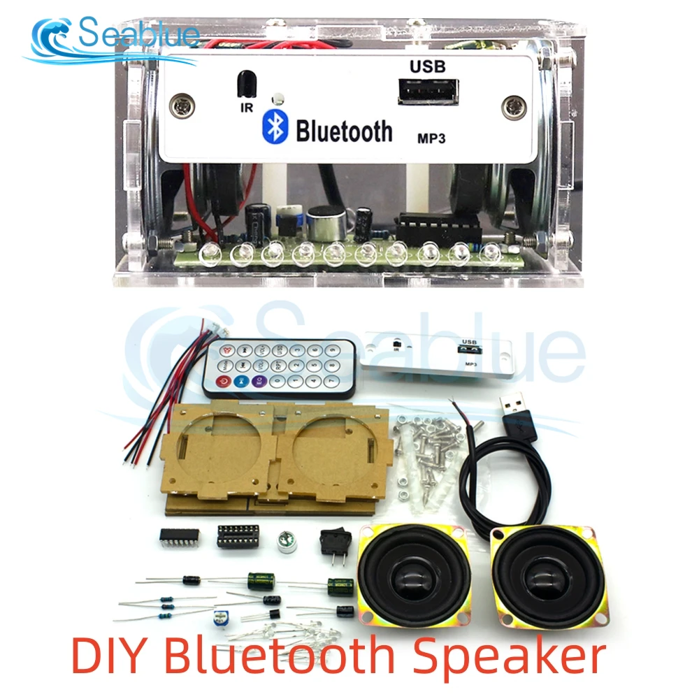 

White DIY Electronic Kit Bluetooth Speaker Electronics DIY Soldering Project Kit Teaching Practice Bluetooth Stereo Speaker