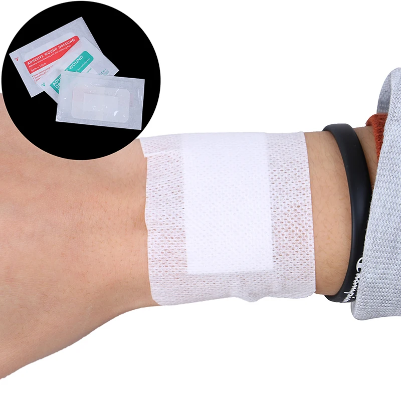 

10 Pcs Medical Band-Aids Disposable 6x10cm/6x7cm Gauze Bandages Adhesive Wound Dressing First Aid Hemostasis Plaster