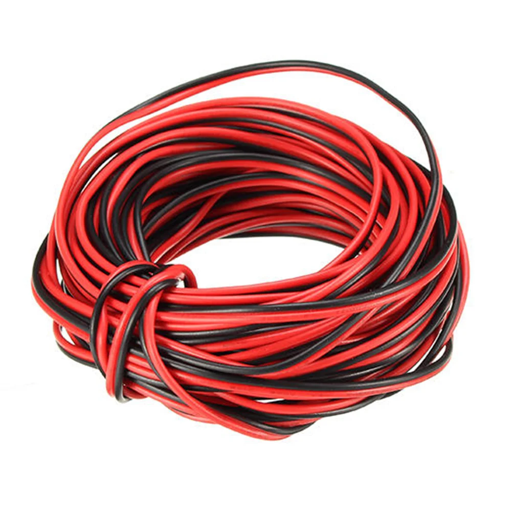 

Прочный Электрический кабель 10 м 22AWG из луженой меди DIY из ПВХ, 2-контактный красный черный кабель для домашнего освещения светодиодной ленты