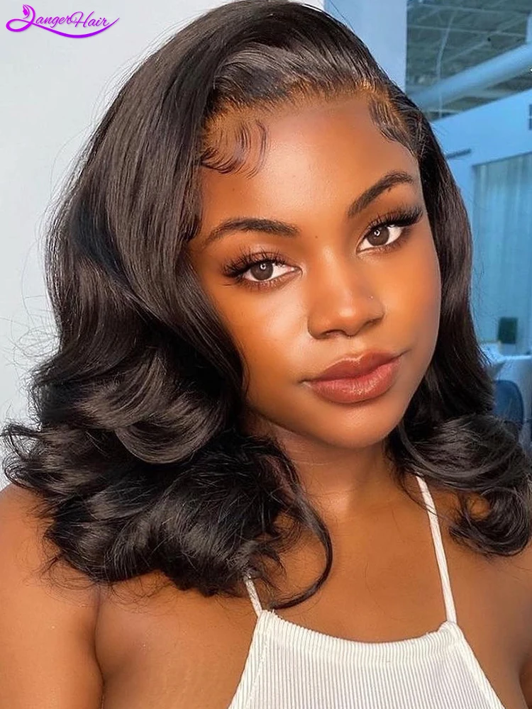 

Langerhair Short Bob Body Wave Lace Frontal Wig 180Density Short Bob Wig Water Wave Human Hair Wigs 13x4 Closure Wig For Women