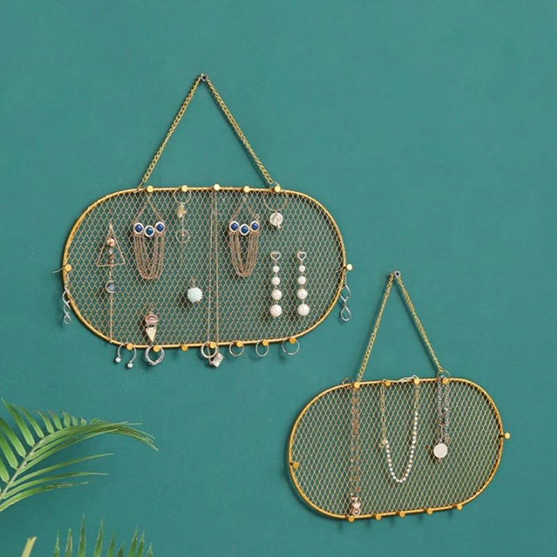 Nordic light luxury wrought iron jewelry rack earrings key storage rack can be hung on the wall jewelry display rack