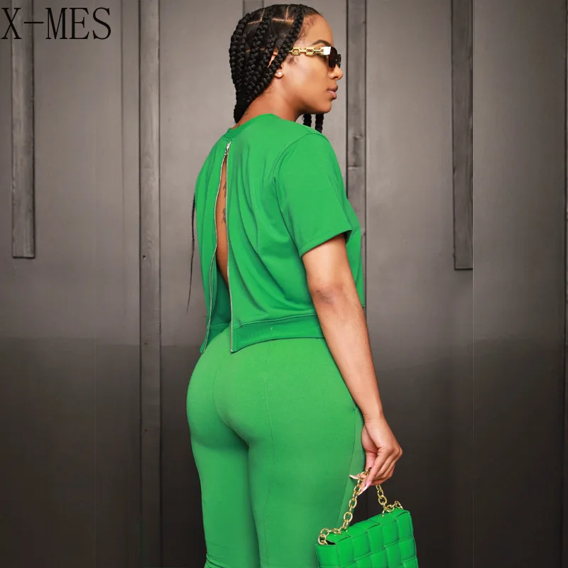 Women Solid Sportswear 2 Pieces Set Casual Fashion Round Neck Short Sleeve Drawstring Trousers Autumn New Sports Outfits Commute