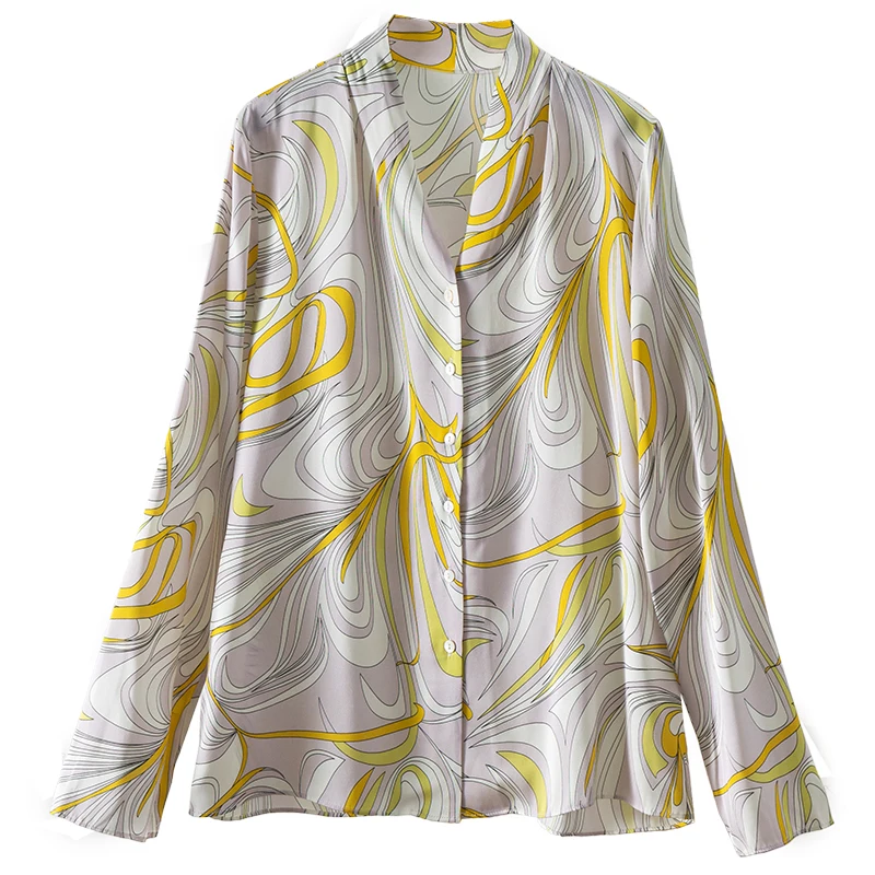 

2023 Blusas Mujer 90% натуральный шелк Blusas Femininas Elegantes женская рубашка роскошные атласные женские Топы Блузка