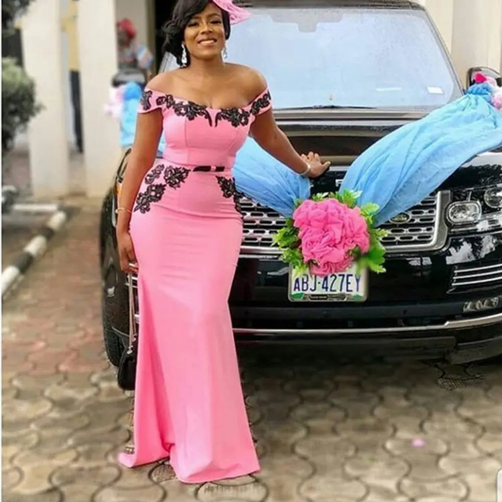 

2022 платье подружки невесты с аппликацией и открытыми плечами, длинное свадебное платье, Южноафриканское женское платье подружки невесты