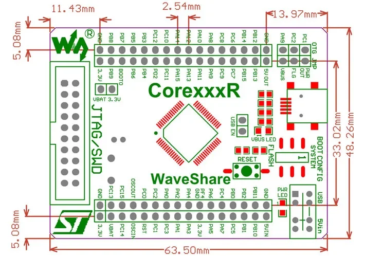 Плата Core405R STM32F4 на базе STM32F405RGT6 STM32F405 STM32 Cortex-M3: оценочная плата для разработки с полным набором вводоввыводов (art.: 3920dc4e5723b) - 3920dc4e5723b