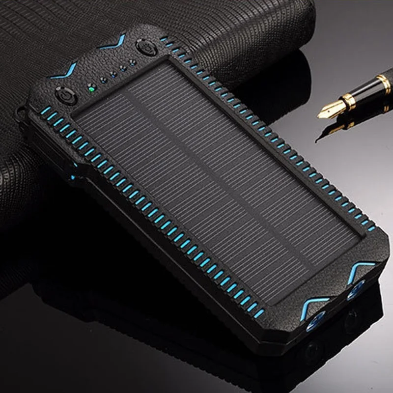 20000mah solar power bank high capacity phone charging power bank with cigarette lighter double usb outdoor emergency charger free global shipping