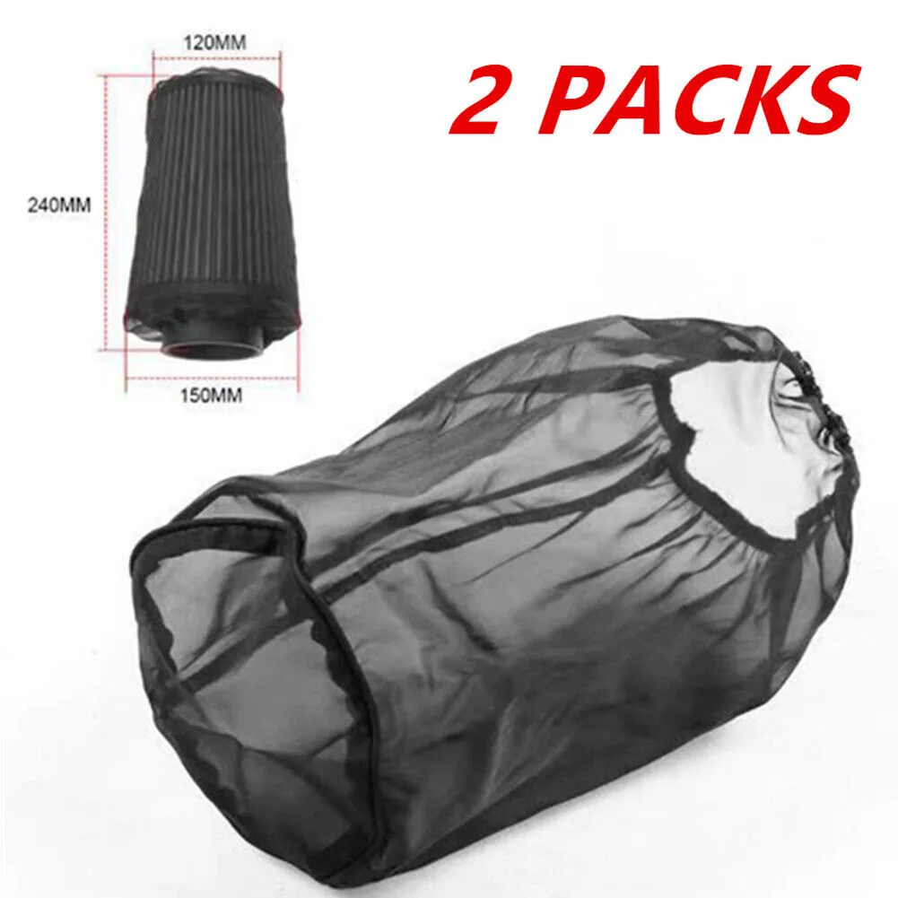 2Pcs Engine Cold Water Guard Air Intake Filter Cover Dustproof Mesh Conical Sock Mesh Cover New Aftermarket High Grade