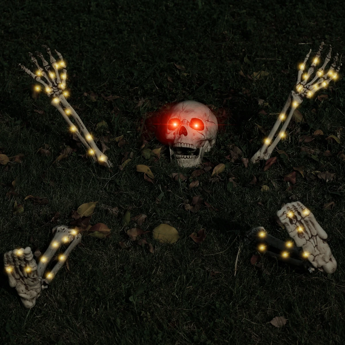 

5 шт. украшения на Хэллоуин, реалистичные стойки-скелеты, лицо зомби, стойки для рук для сада, двора, газона, водонепроницаемые