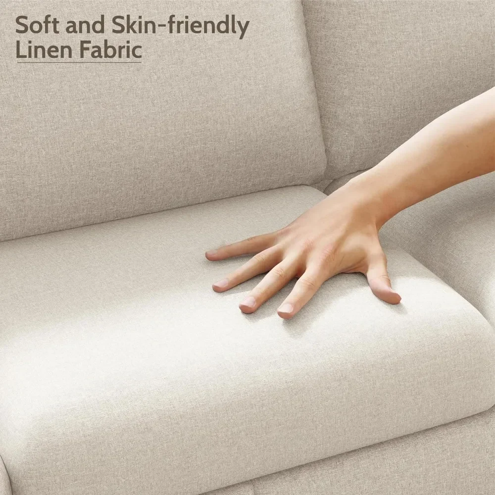 Секционный диван-трансформер 78 дюймов бежевая L-образная кушетка на 3 сиденья с