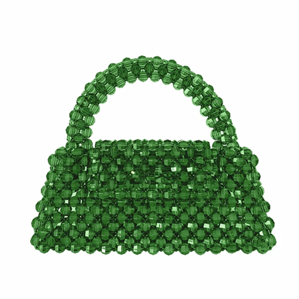

Зеленая сумка из бисера ручной работы на заказ, прозрачная сумка, кошельки и сумочки с верхней ручкой, уникальный дизайн, женские вечерние сумочки ручной работы