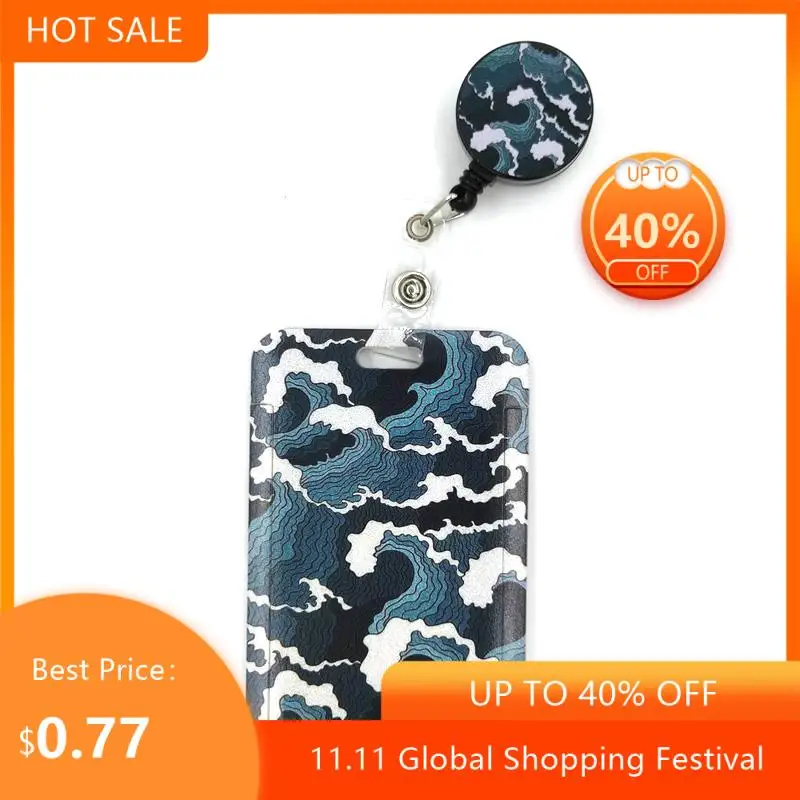 

Kanagawa Hokusai волна Милая Обложка для карт клипса шнурок выдвижной значок медсестры клипса мультяшная ID карта значок аксессуары