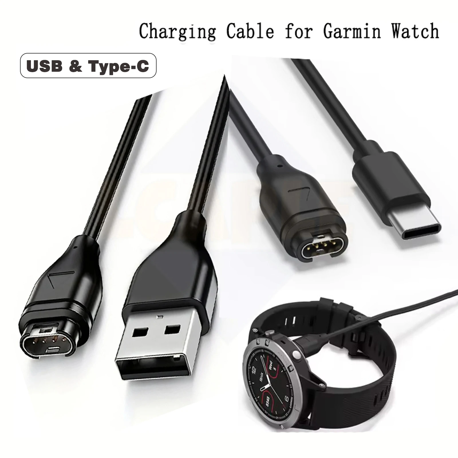 Фото Кабель зарядного устройства Tpye-c/USB для Garmin Fenix 8 7 7S 7x X5 5S 5X Plus 6 6S 6X Pro, Forerunner 255 45 55, Vivoactive 5 №2