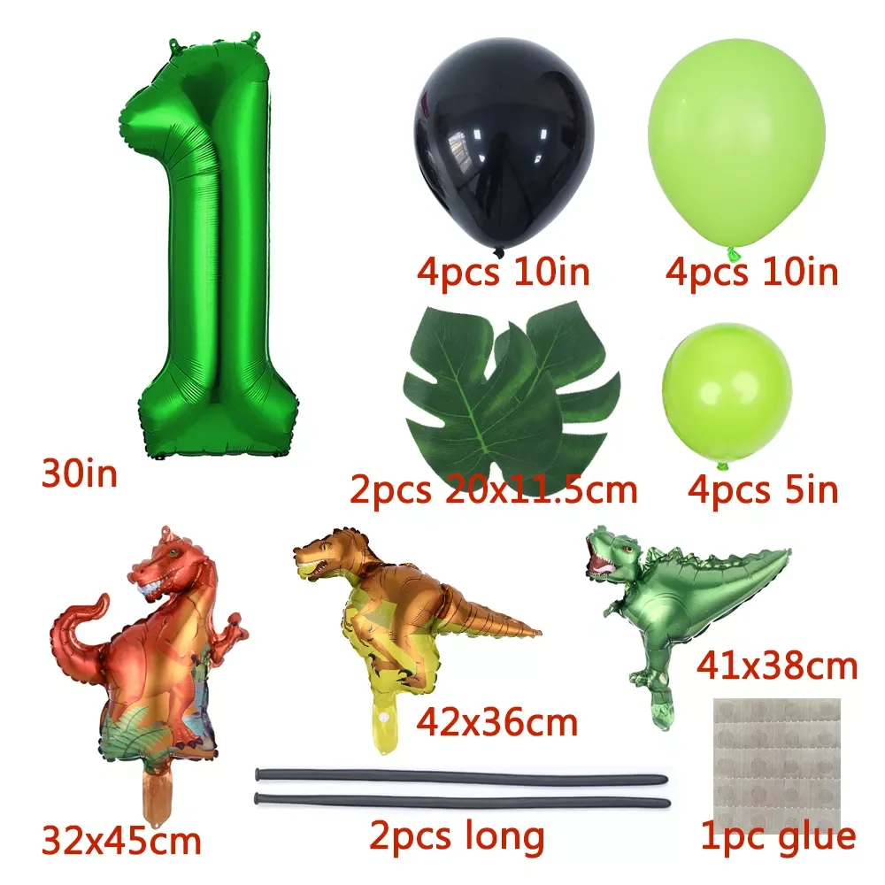 

JMT 21pcs/Set Tropical Jungle Party Balloons Mini Dinosaur Balloon Palm Leaf Birthday Party Decorations Kids Baby Shower