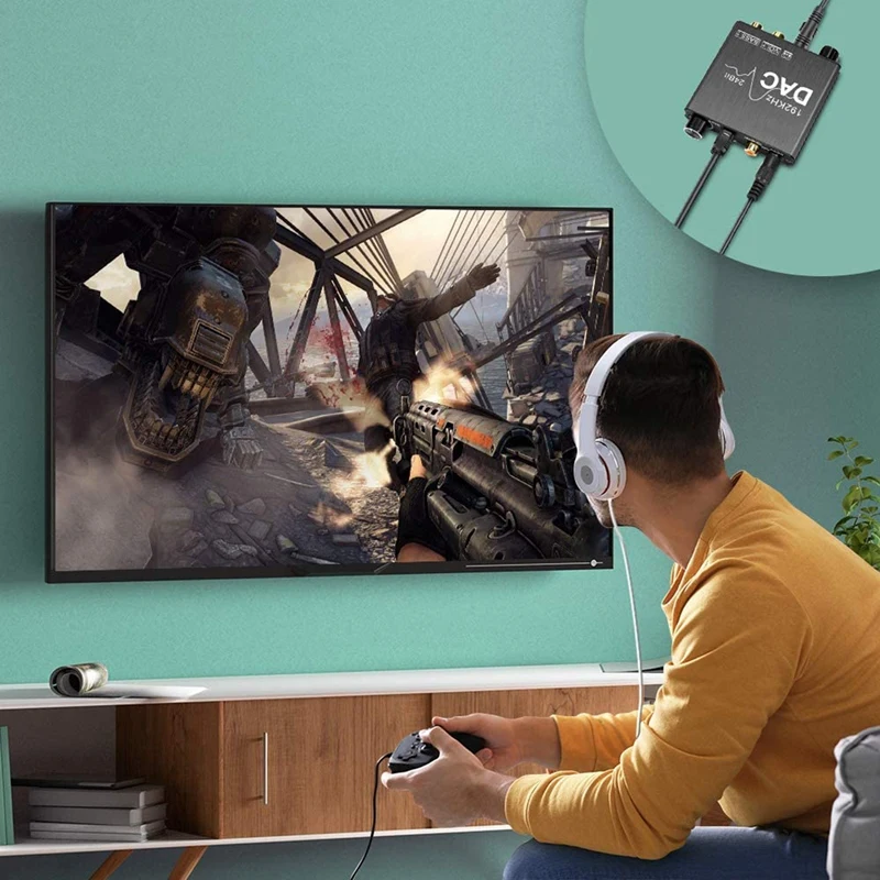 192Khz Digital To Analog Audio Converter With Bass And Volume Control SPDIF/Optical/Coaxial Stereo