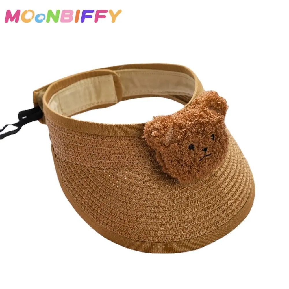 

Lovely Cartoon Bear Summer Baby Straw Hat Cotton Kids Boy Girls Adjustable Caps Outdoor Children Sun Hats Toddler Breathable Cap