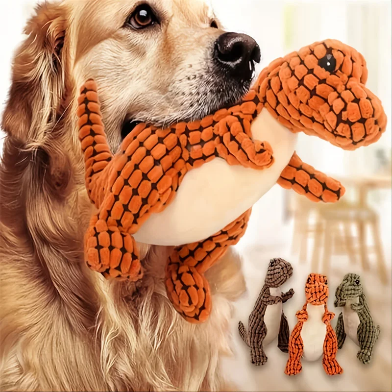 

Cats & Dogs Pet Plush Dinosaur Toys Interactive Dog Chew Toys Plush Stuffing Pet Supplies for Small Medium Dogs Bite Resistant