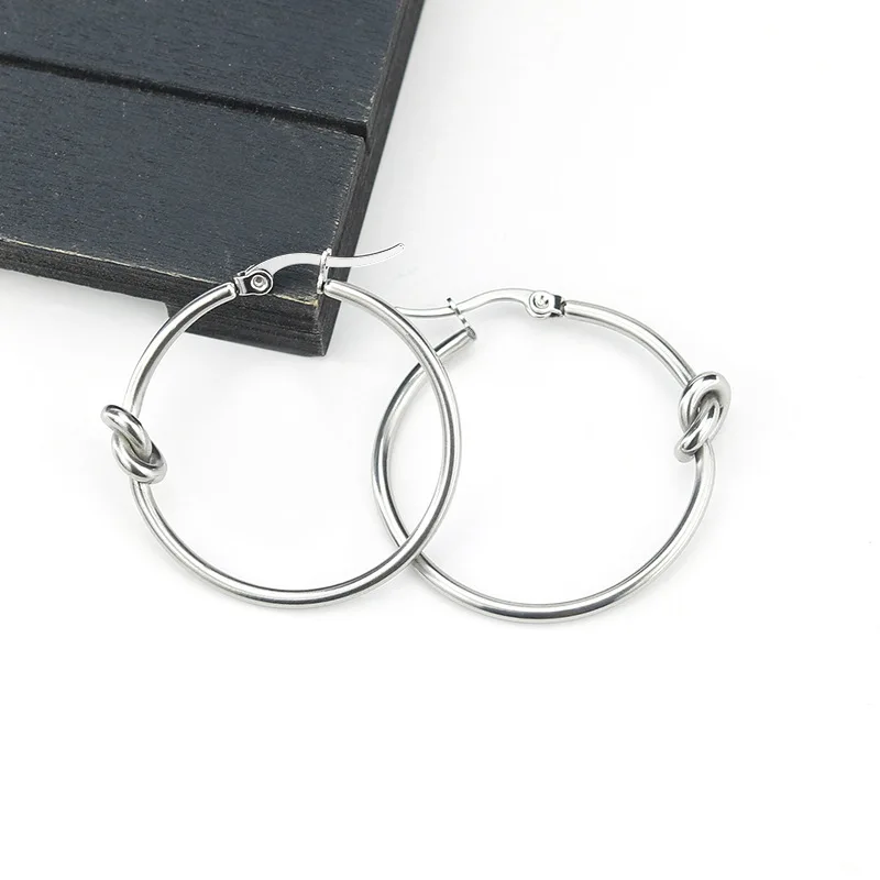Dropshipping Korea Fashion Knotted Original Earrings Women Stainless Steel Round  East Gate Jewelry Wholesale