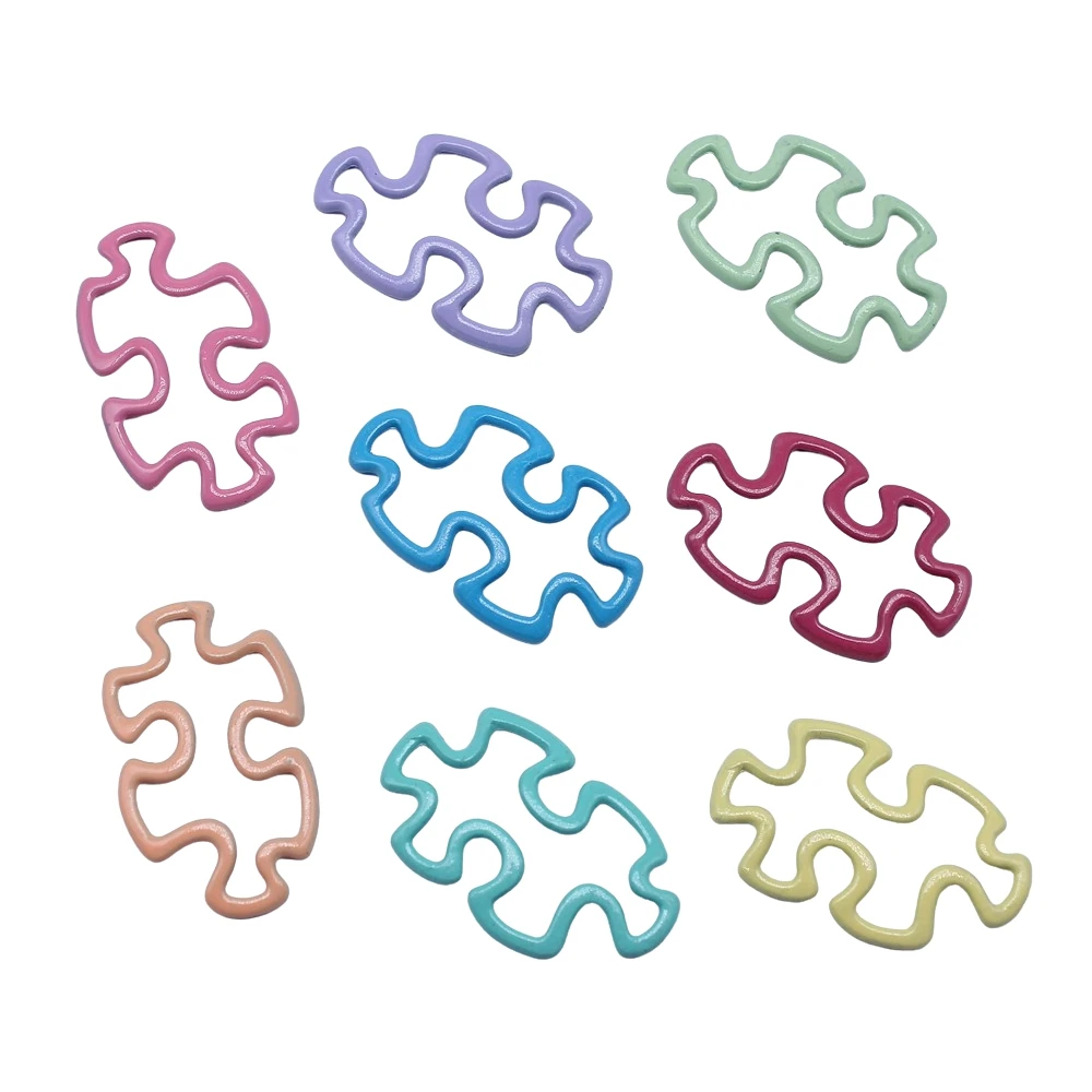 

10pcs Colourful Puzzle Connector Charms For Jewelry Making DIY Handmade Craft