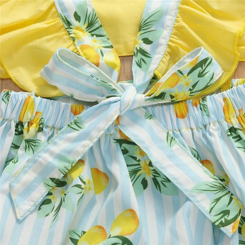 Летние комбинезоны для девочек от 0 до 24 месяцев летние с рисунком лимона торта