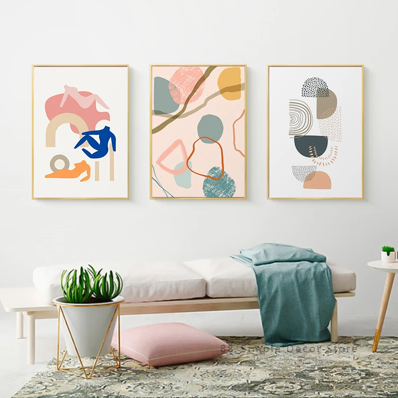 

Трендовая абстрактная Геометрическая живопись на холсте, настенный художественный плакат и печатная фигурка, картина на тело для декора ко...