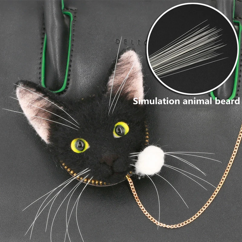 Artificial Beards Simulation Cat Beard Animal Beard Wool Felt DIY Accessories White Black Grey Beige Dog Beard Handmade Toys