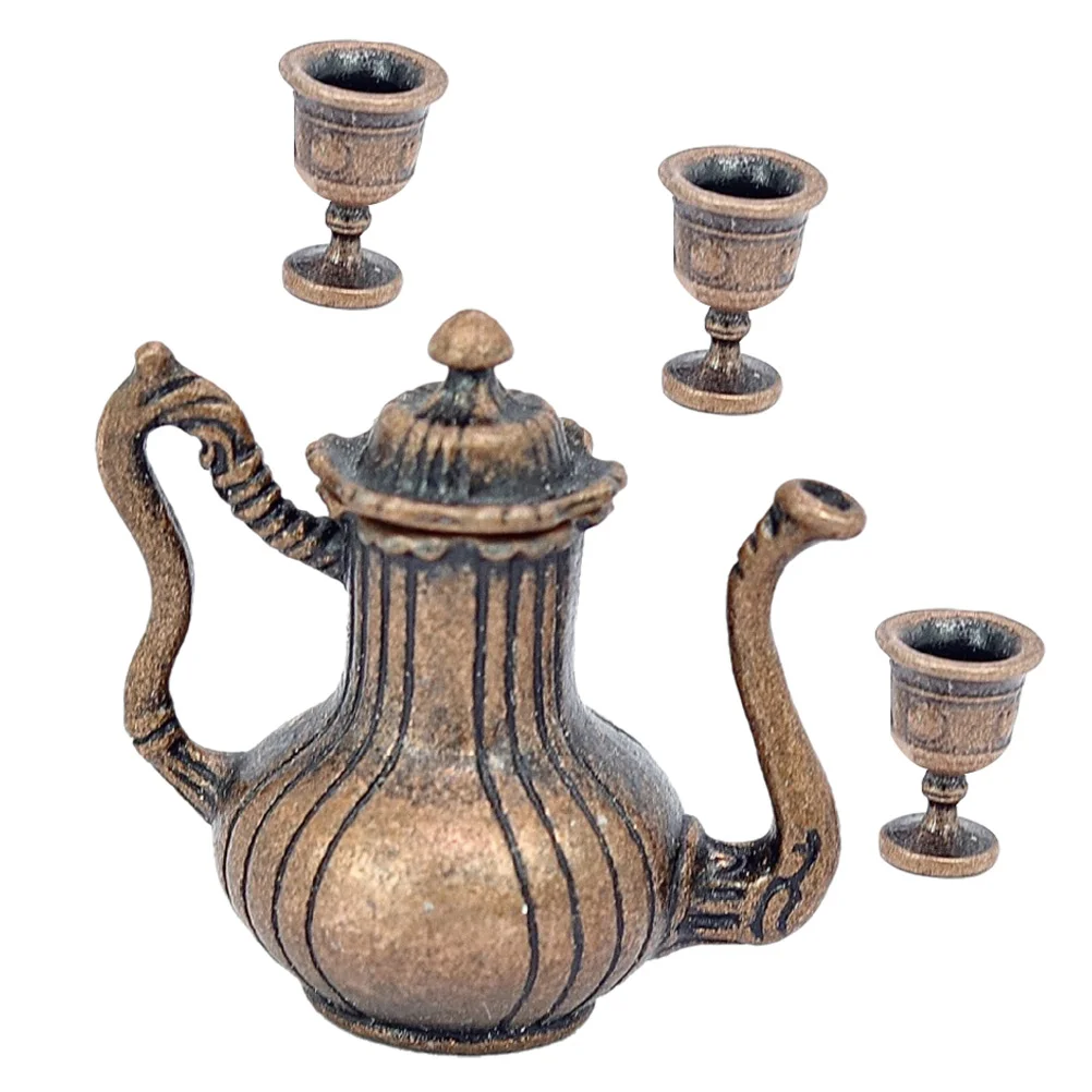 

Mini House Accessories Miniature Things Toys Coffee Cup Alloy Tea Teapot Pretend Child Kids