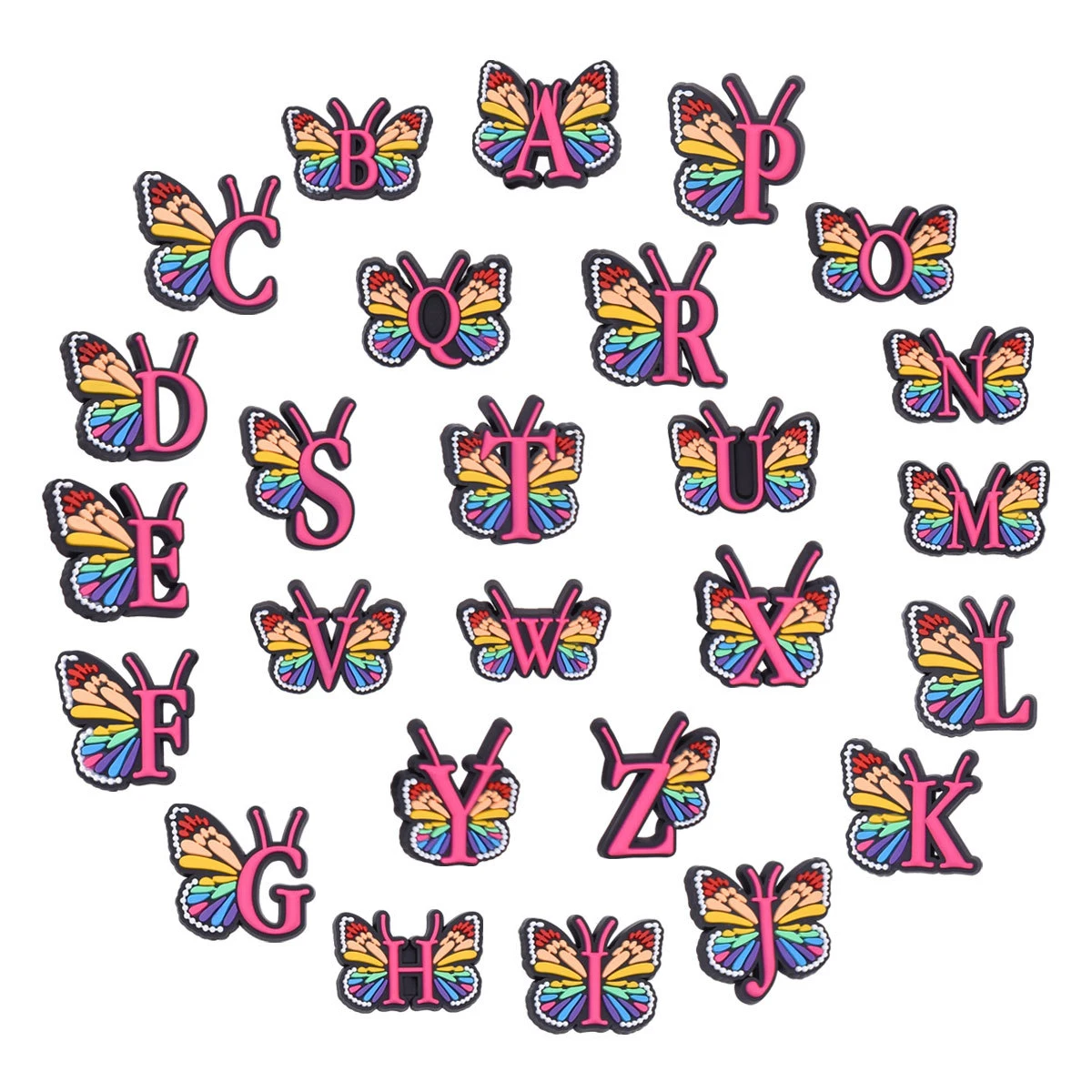 

1pcs Butterfly Alphabet Croc Charms for Women Girls English Letters Croc Jeans Shoe Charms Decorations Accessories Pins for Kids