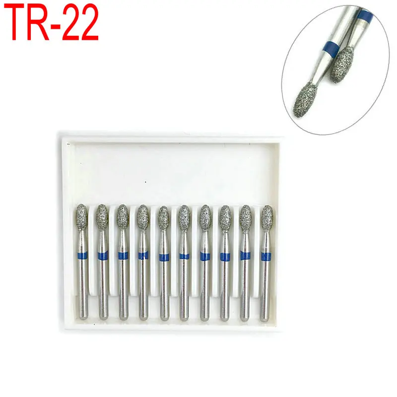 

10pcs/Box Dental Diamond Bur Drills Dentist Teeh Whitening Drill for High Speed Handpiecess 1.6mm Material TR-22