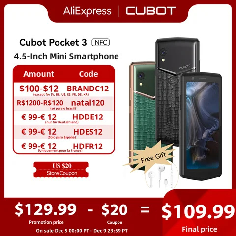 Cubot Pocket 3, 4,5-дюймовый мини телефон, Helio G85, Octa-Core, NFC, 4 ГБ RAM, 64 ГБ ROM, 3000 мАч, 20-мп камера, телефоны смартфоны дешевые новые, 4G мини смартфон 2022 новин...