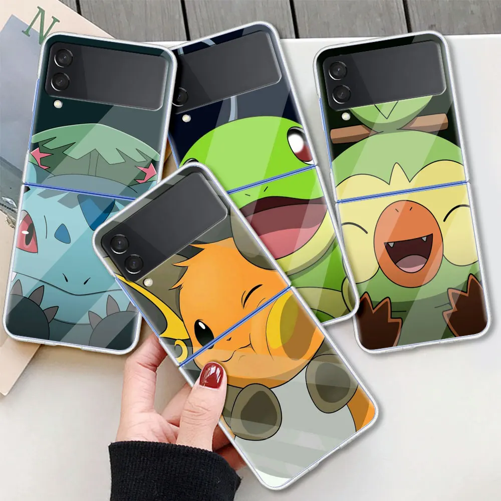 

Clear Case for Samsung Galaxy Z Flip3 5G ZFlip Flip 4G Phone Cover 6.7 Inches Hard PC Shockproof Casing Pokemon Face Funny Anime