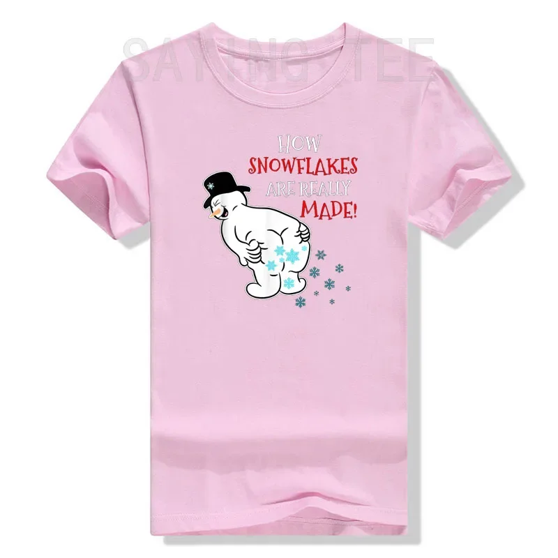 Смешная Рождественская футболка с изображением снеговика как снежинки на самом