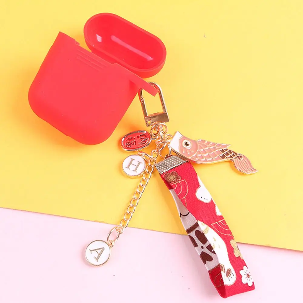 Cute Anime Carp Streamer Keychain Ladies Metal Lucky Mobile Phone Pendant Car Bag Pendant Bluetooth Earphone Box Pendant