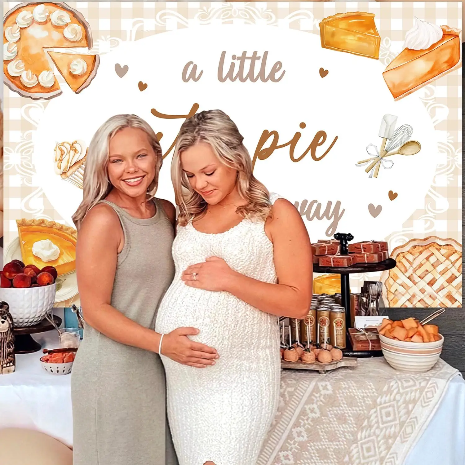 7*5 футов Little Cutie Pie Is on The Way фон цвета хаки для детского душа фотосъемки в дороге