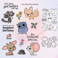 cute owl mice deer raccoon diy cutting dies clear stamp nature forest scrapbooking metal cut dies silicone stamp for paper cards