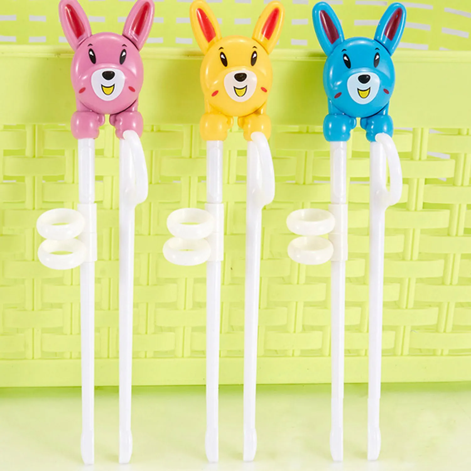 

1 Pair Cute Cartoon Rabbit Plastic Learning Training Chopsticks Helper for Young Children Kids Beginners