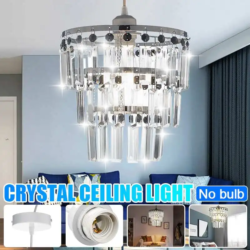 

Modern 3 Tiers E26 Crystal Ceiling Pendant Light Shades With Black & Clear Acrylic Jewel Effect Droplets Hanging Lamps Luminaire