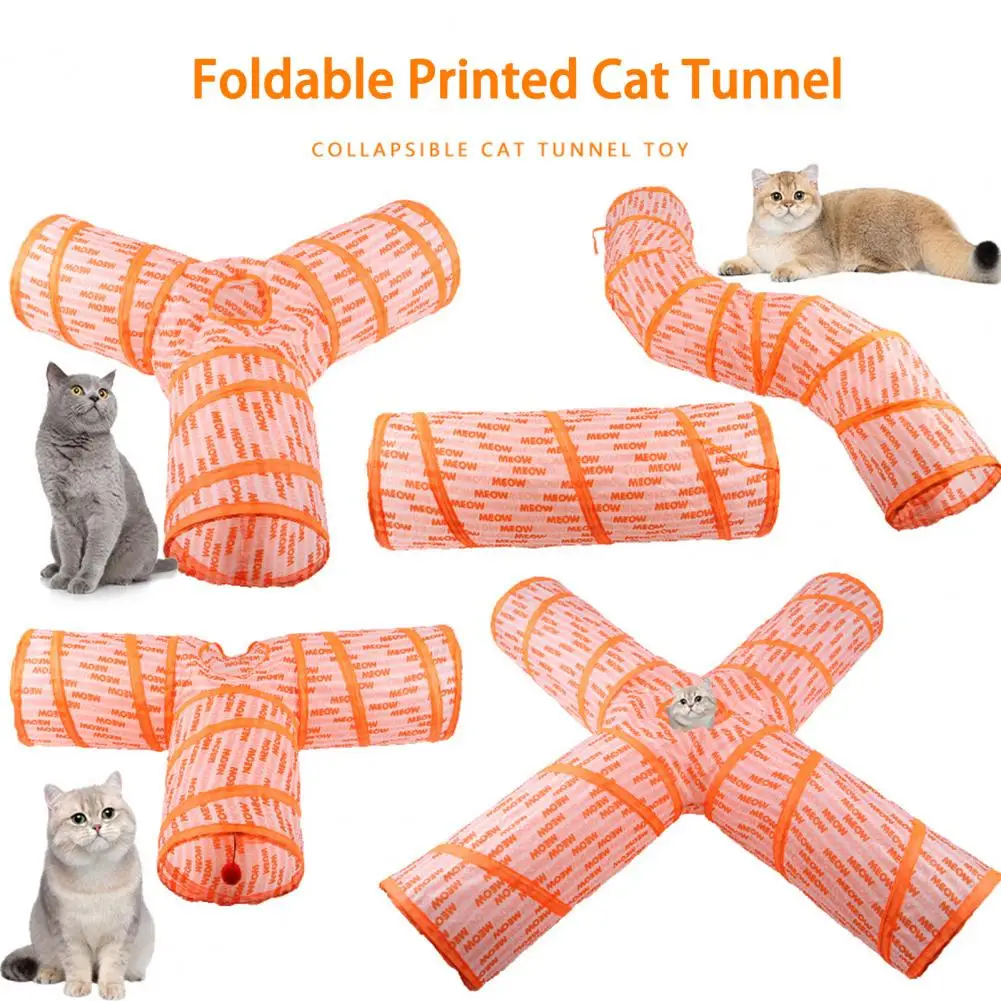 

Cat Toy Foldable Letter Print Exquisite Cat Tunnel Tube Kitten Holes Toy Pet Supplies Training Interactive Fun Toy Rabbit Bored