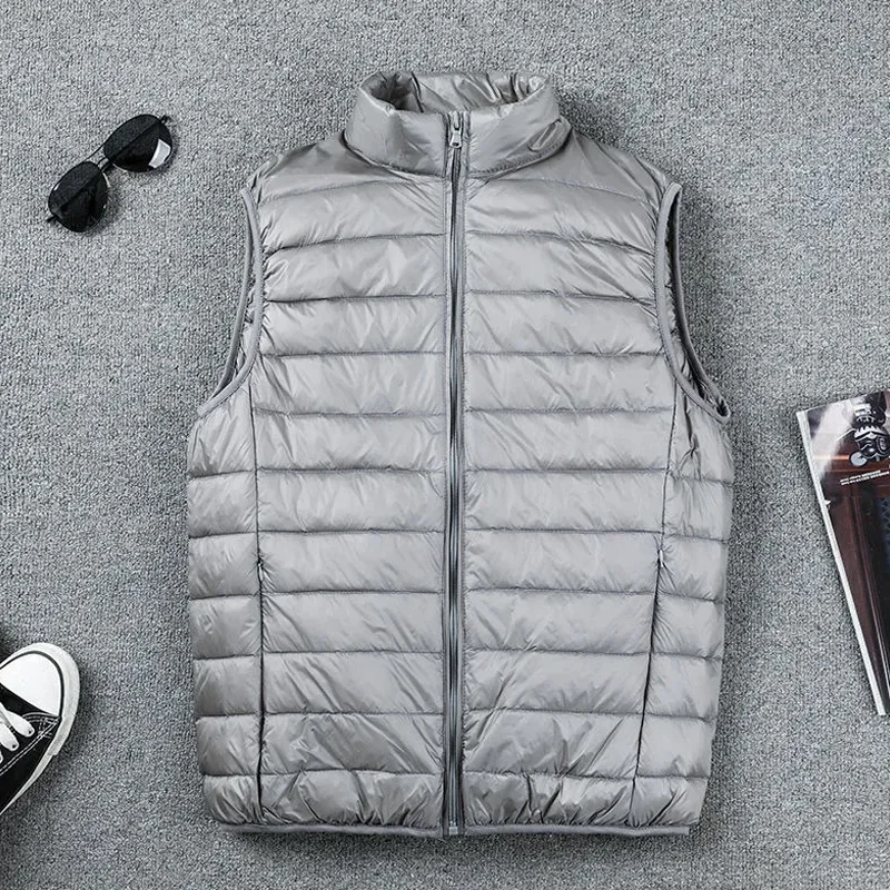 Chaleco de plumon de pato para hombre, chaqueta ultraligera sin mangas, ultraligera, calida y ligera, 2022men clothing