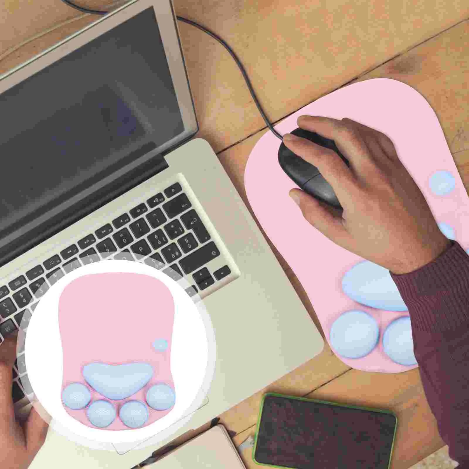 

Gaming Table Cat Paw Mouse Pad Non-slip Laptop Mousepad Wrist Support Computer Office Desk