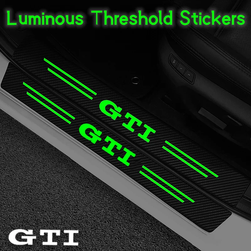 Светящаяся Накладка на порог двери автомобиля защитные наклейки для Volkswagen VW