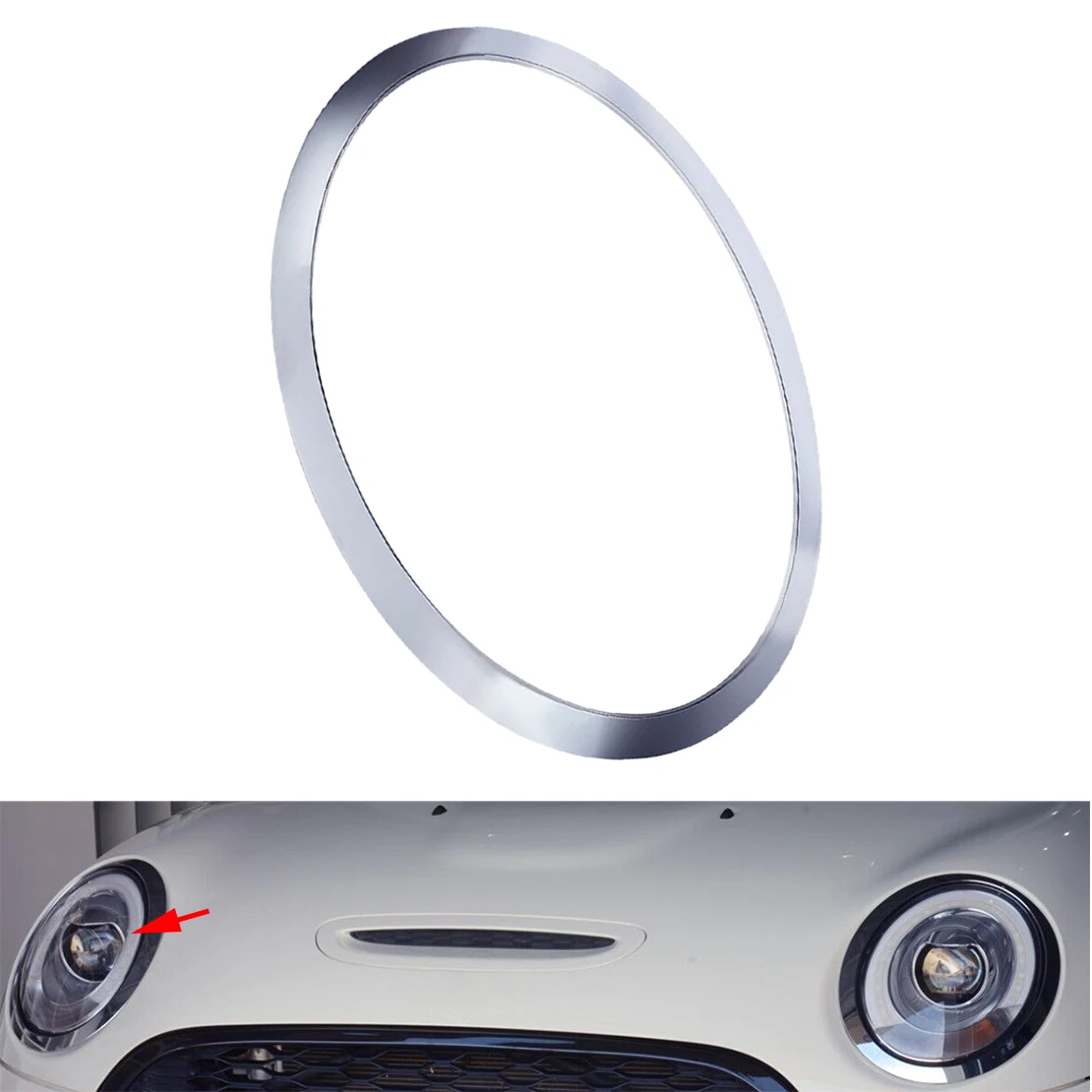 

ABS Car Front Right Headlight Bezel Cover Ring Trim Silver Fit for Mini Cooper F55 F56 F57 Gen3 51137300632